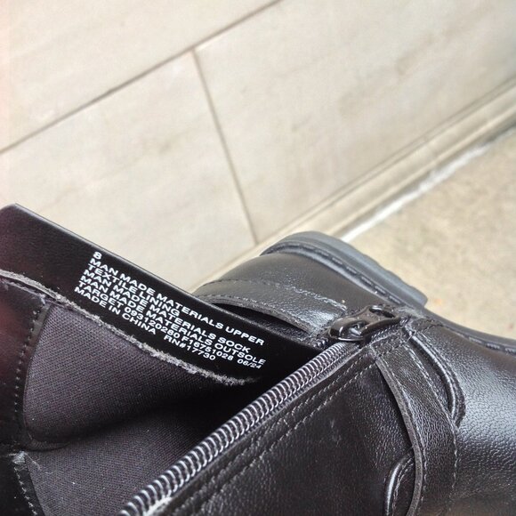 Cat & Jack Black Boots Size 8 w Side Strap+ Metal Silver Ring - Picture 9 of 16